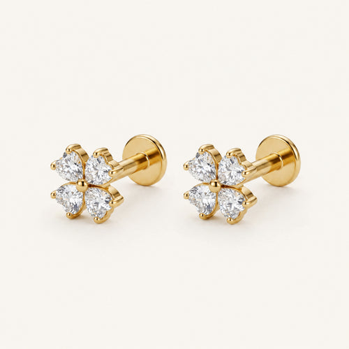 Lucky Clover Titanium Stud Earrings - Gold