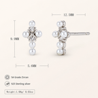Sterling Silver Pearl Stud Earrings - Platinum