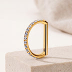 Crystal D-Shape Titanium Hoop Earrings - image 5