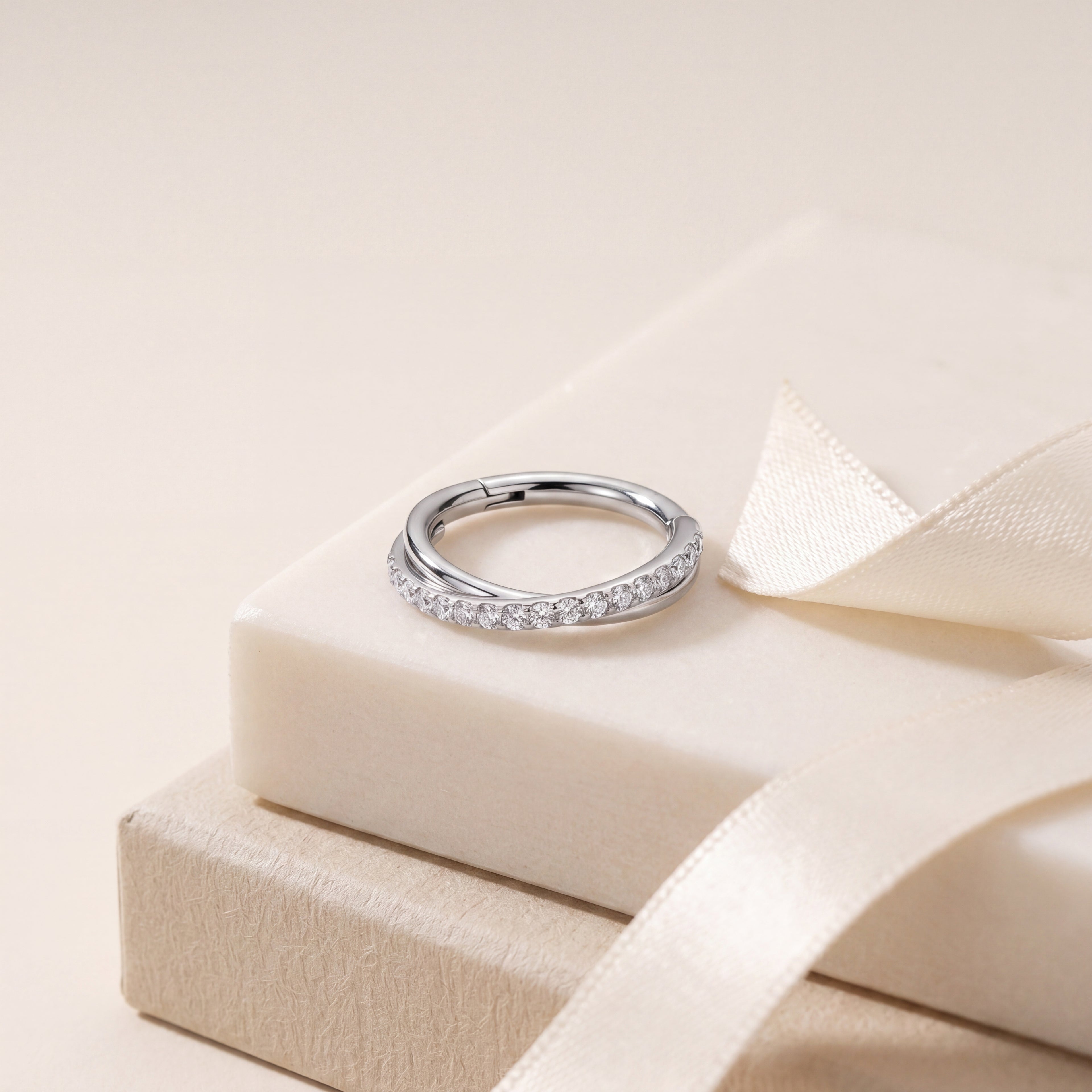 Slim Pave Titanium Hoop Earrings - image 5
