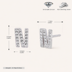 Sterling Silver Pave Initial Letter Stud Earrings - Platinum / N
