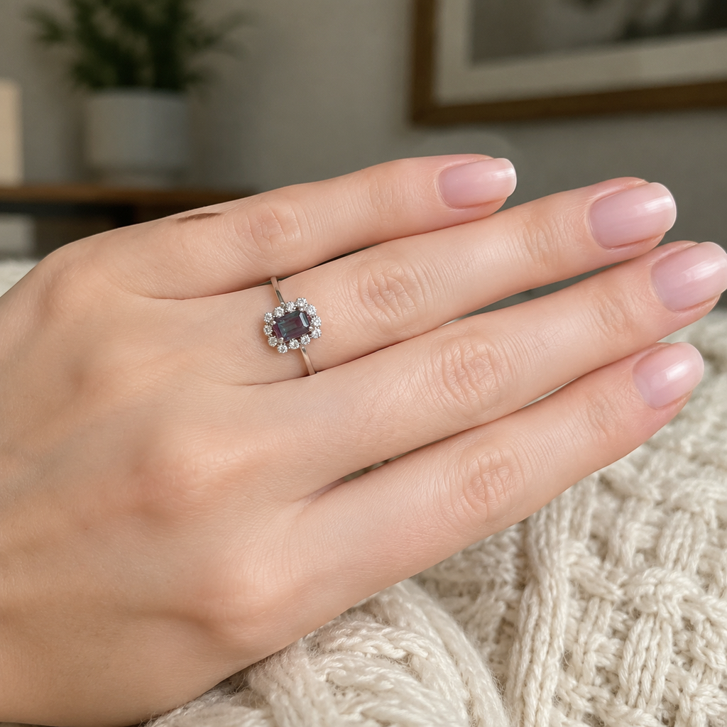 Garland Lab-Grown Alexandrite Ring worn on hand