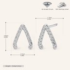 Sterling Silver Inverted Triangle Zirconia Stud Earrings - Platinum