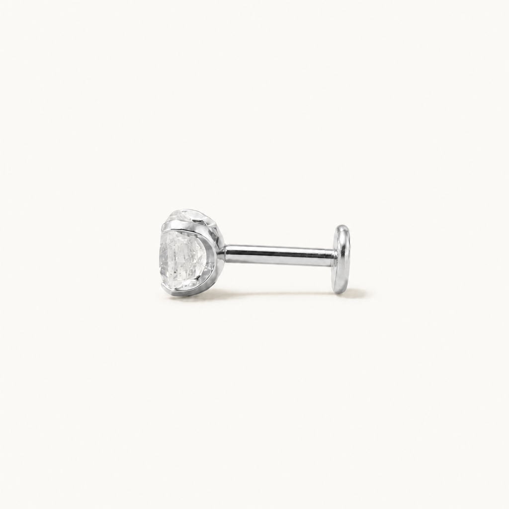 Titanium Moonstone Flat Back Stud Earrings