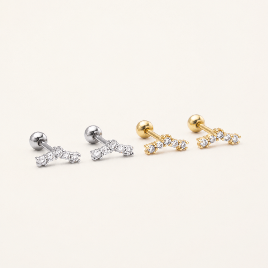 Sterling Silver Cubic Zirconia Flat Back Earrings detail view
