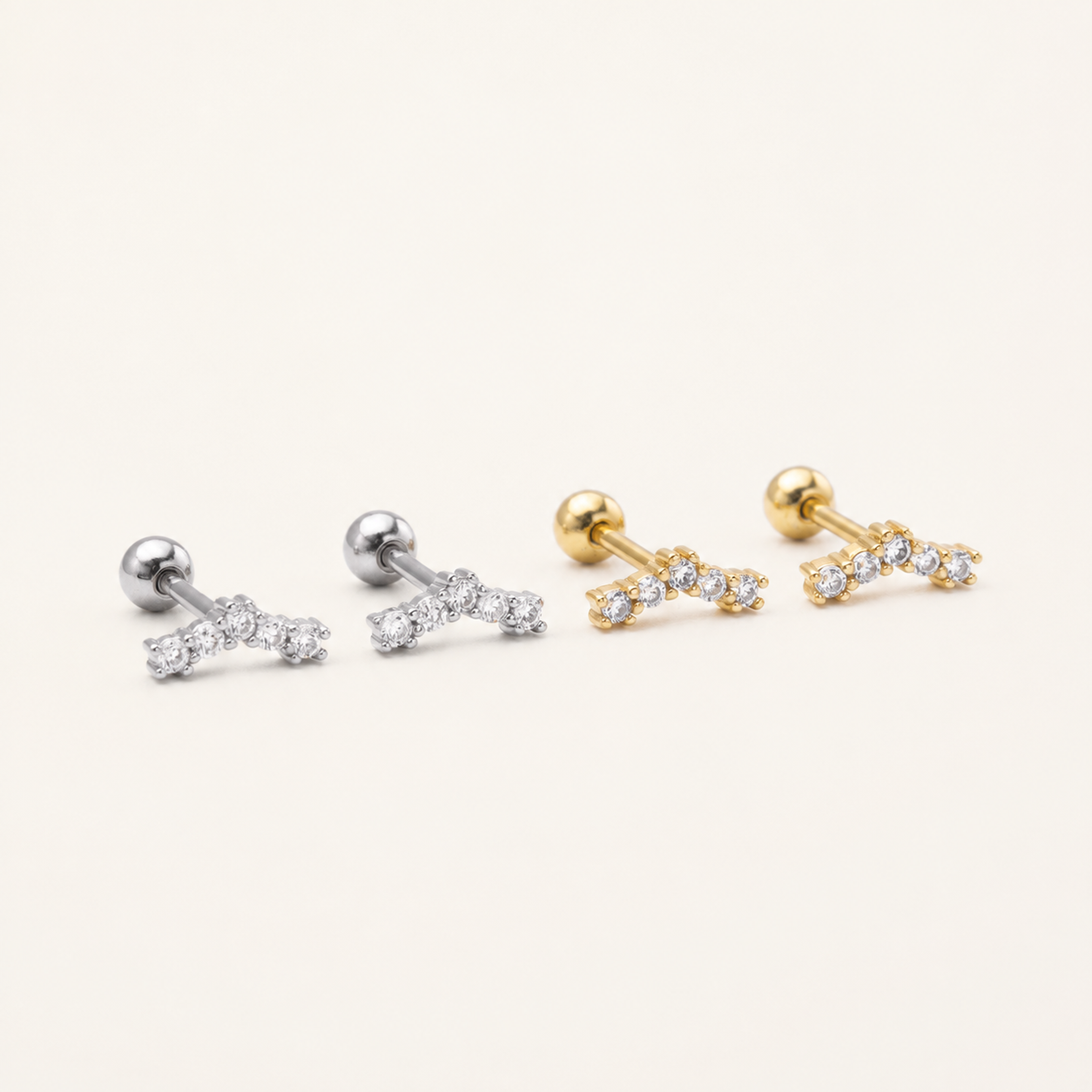 Sterling Silver Cubic Zirconia Flat Back Earrings detail view