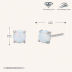 Sterling Silver Mini Opal Stud Earrings - Platinum / 4mm / White Opal