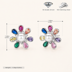 Sterling Silver Flower Pearl Stud Earrings - Platinum