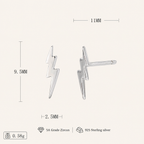 Sterling Silver Lightning Bolt Stud Earrings - Platinum