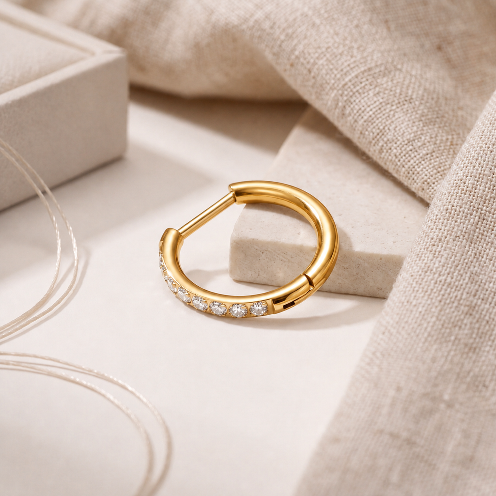 Crystal Oval Titanium Hoop Earrings - image 5