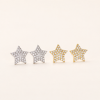Sterling Silver Five-Point Star Zirconia Stud Earrings detail
