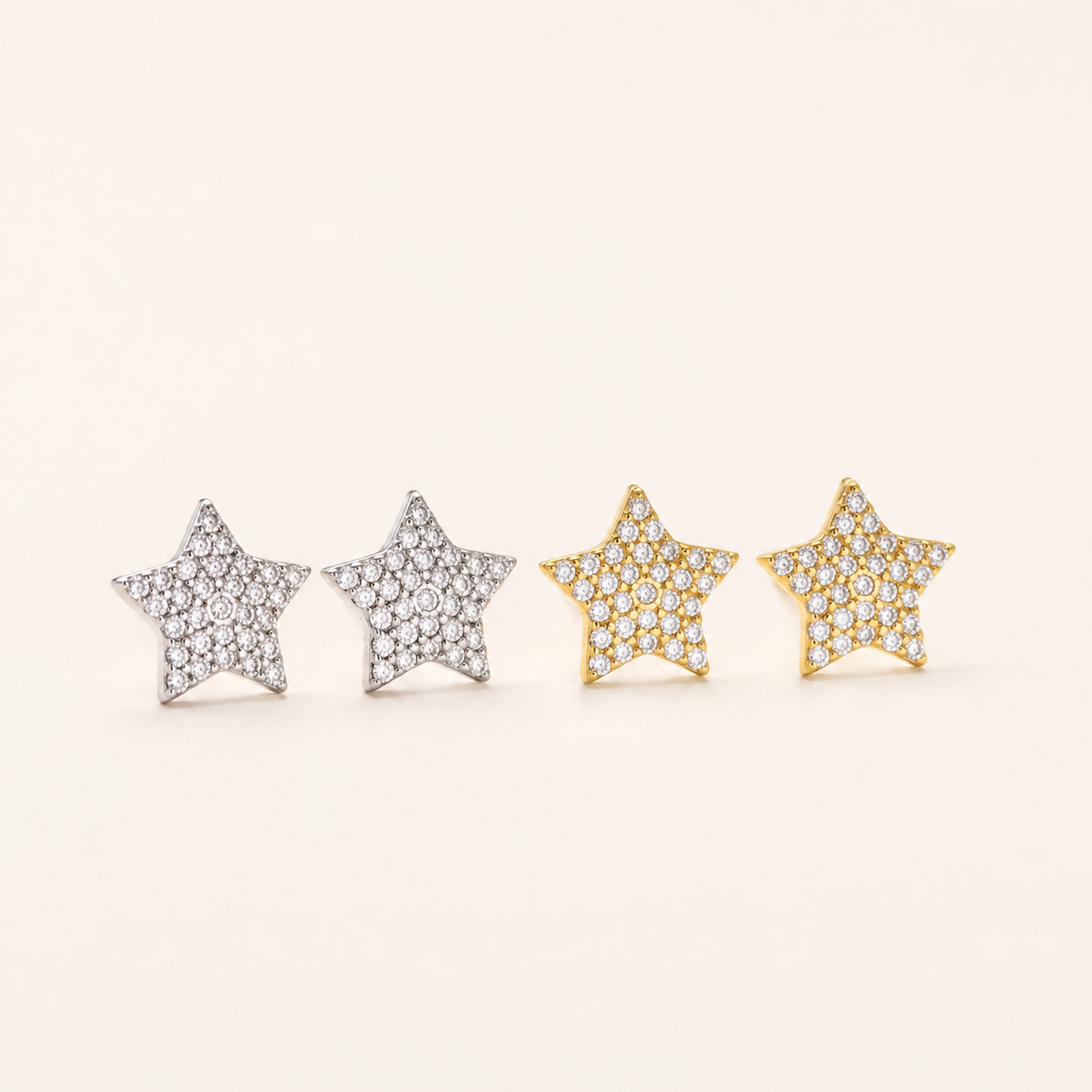 Sterling Silver Five-Point Star Zirconia Stud Earrings detail