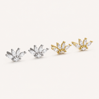 Sterling Silver Zirconia Crown Stud Earrings detail