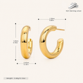 Sterling Silver Polished C-Shape Hoop Earrings - Gold / 20mm
