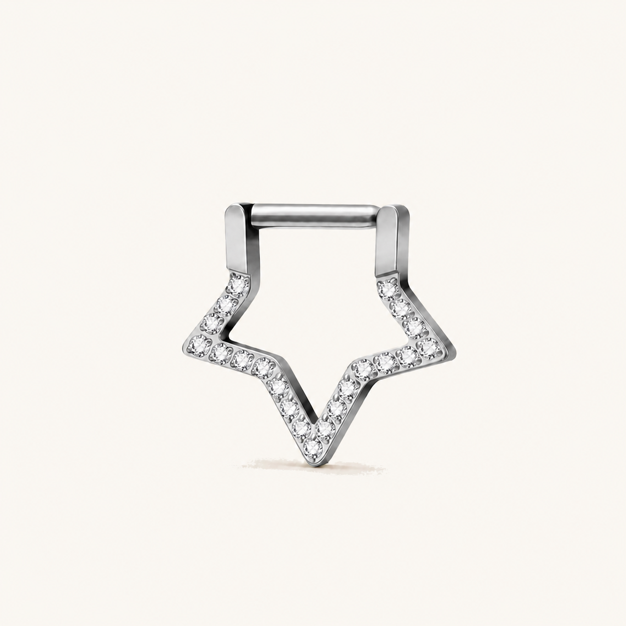 Crystal Star Titanium Hoop Earrings - Silver