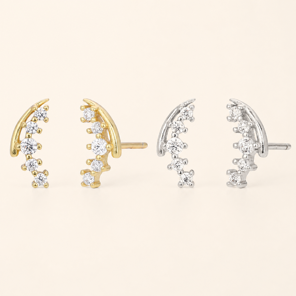 Sterling Silver Petite Cubic Zirconia Stud Earrings