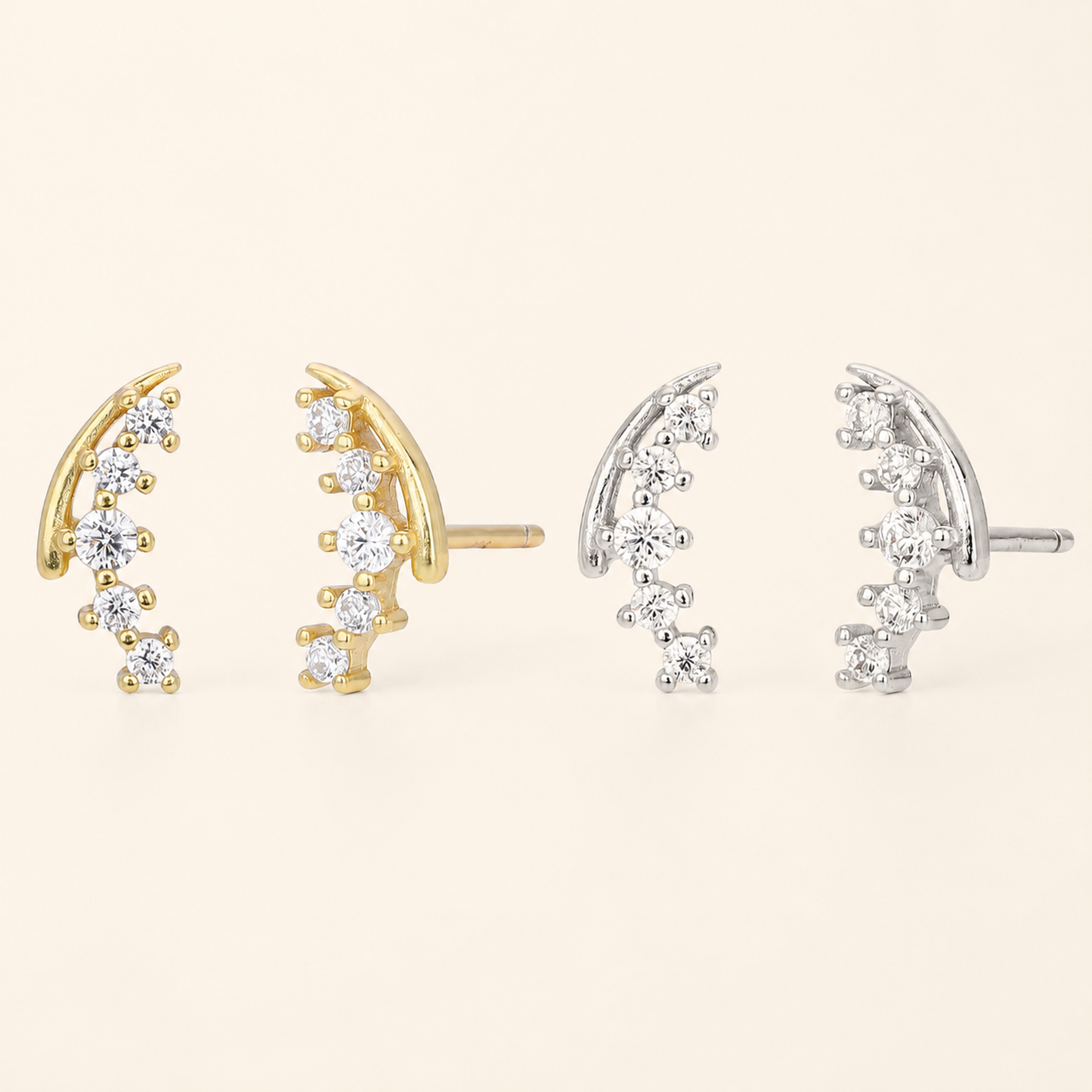 Sterling Silver Petite Cubic Zirconia Stud Earrings