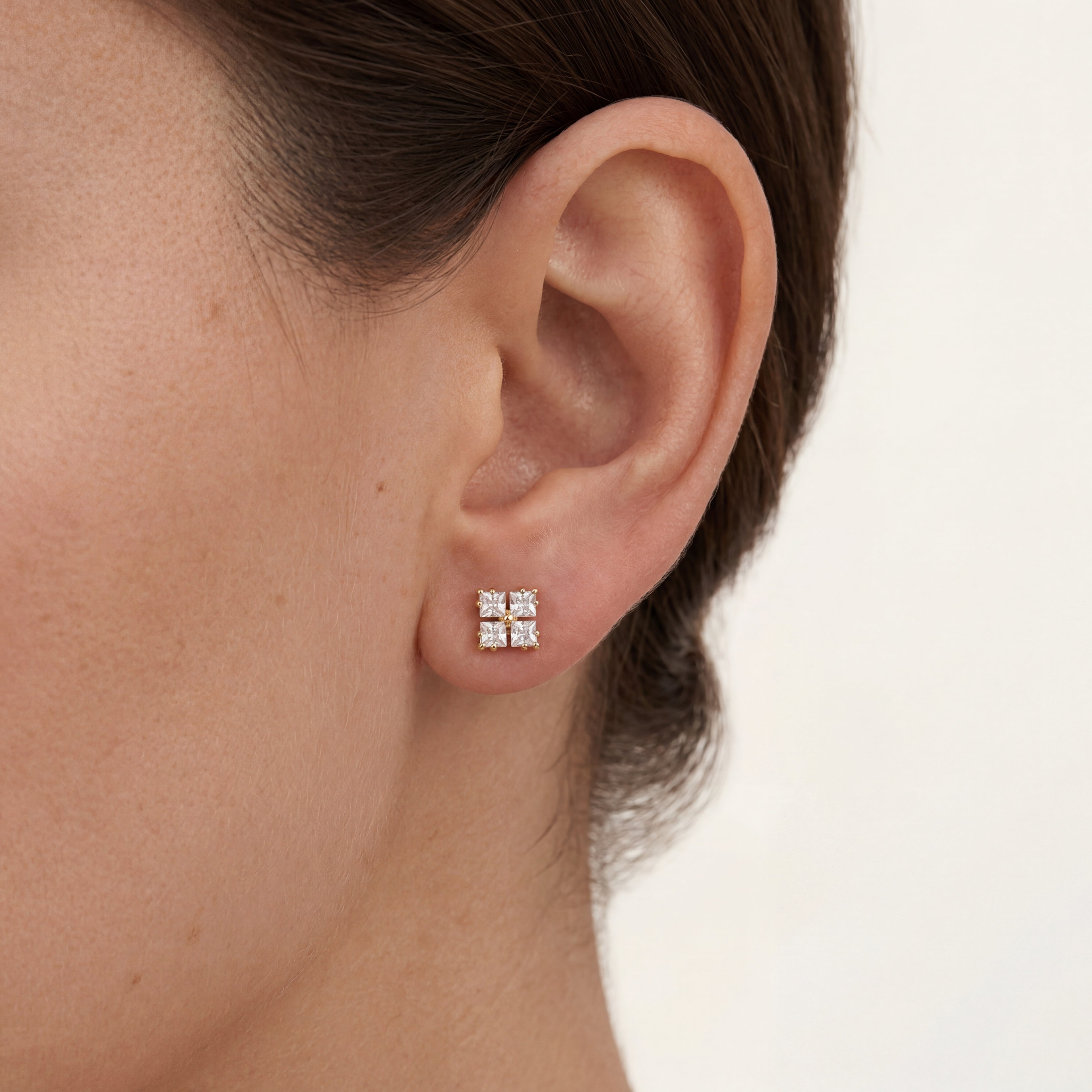Square Crystal Titanium Stud Earrings - image 2
