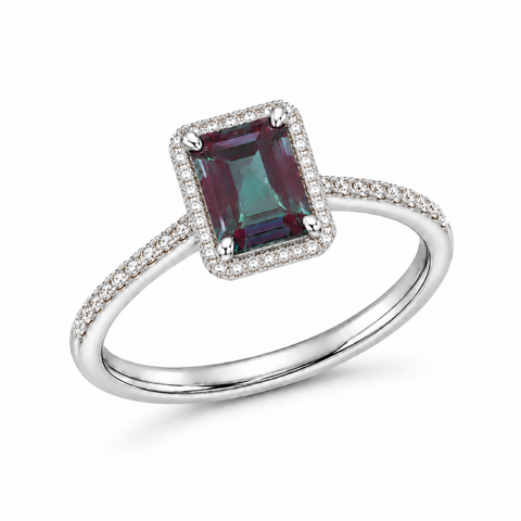 Lucent Halo Lab-Grown Alexandrite Ring
