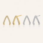 Sterling Silver Inverted Triangle Zirconia Stud Earrings