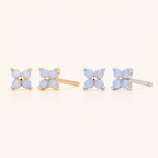 Sterling Silver Blue Zirconia Flower Stud Earrings