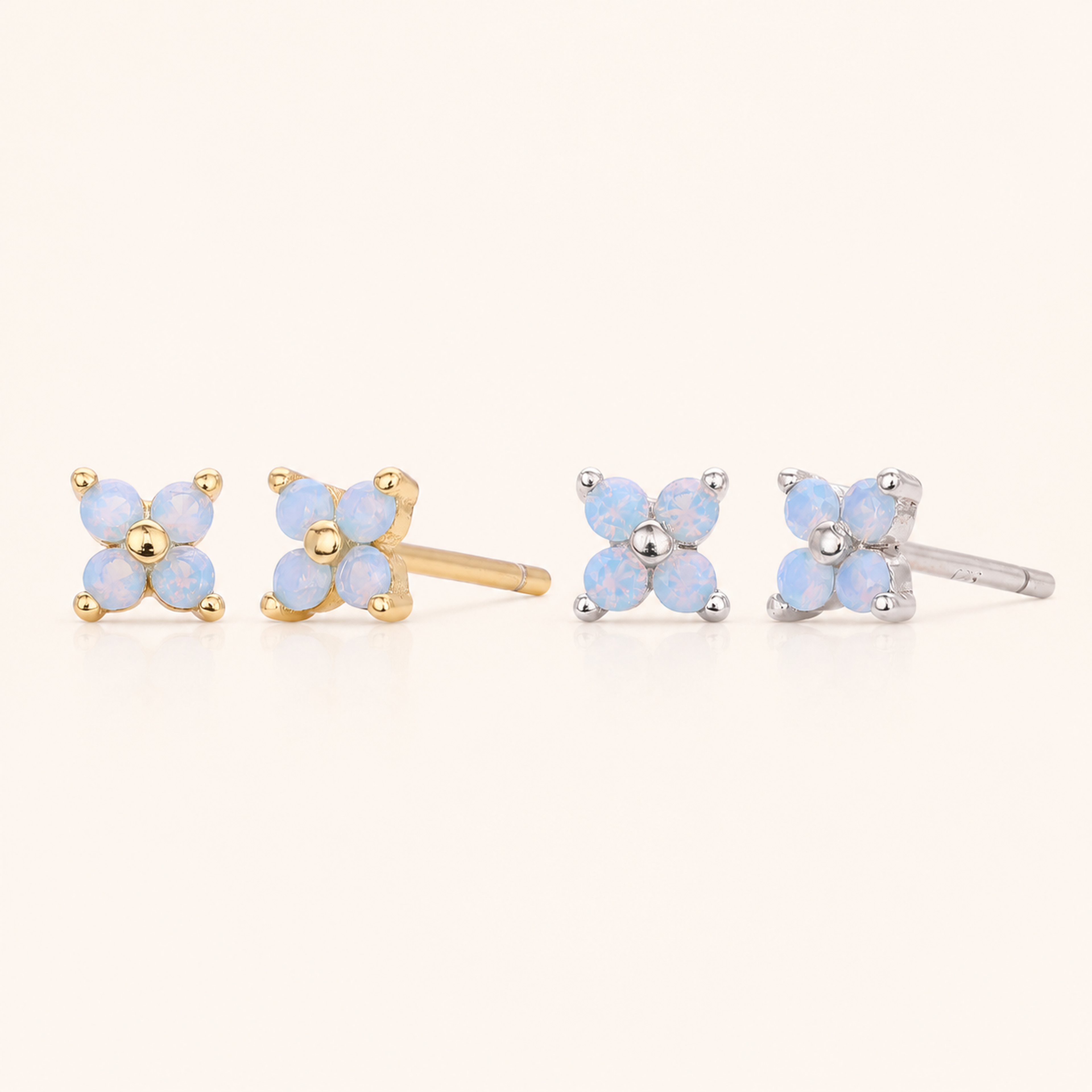 Sterling Silver Blue Zirconia Flower Stud Earrings