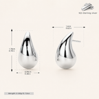 Sterling Silver Teardrop Stud Earrings - Platinum / Large