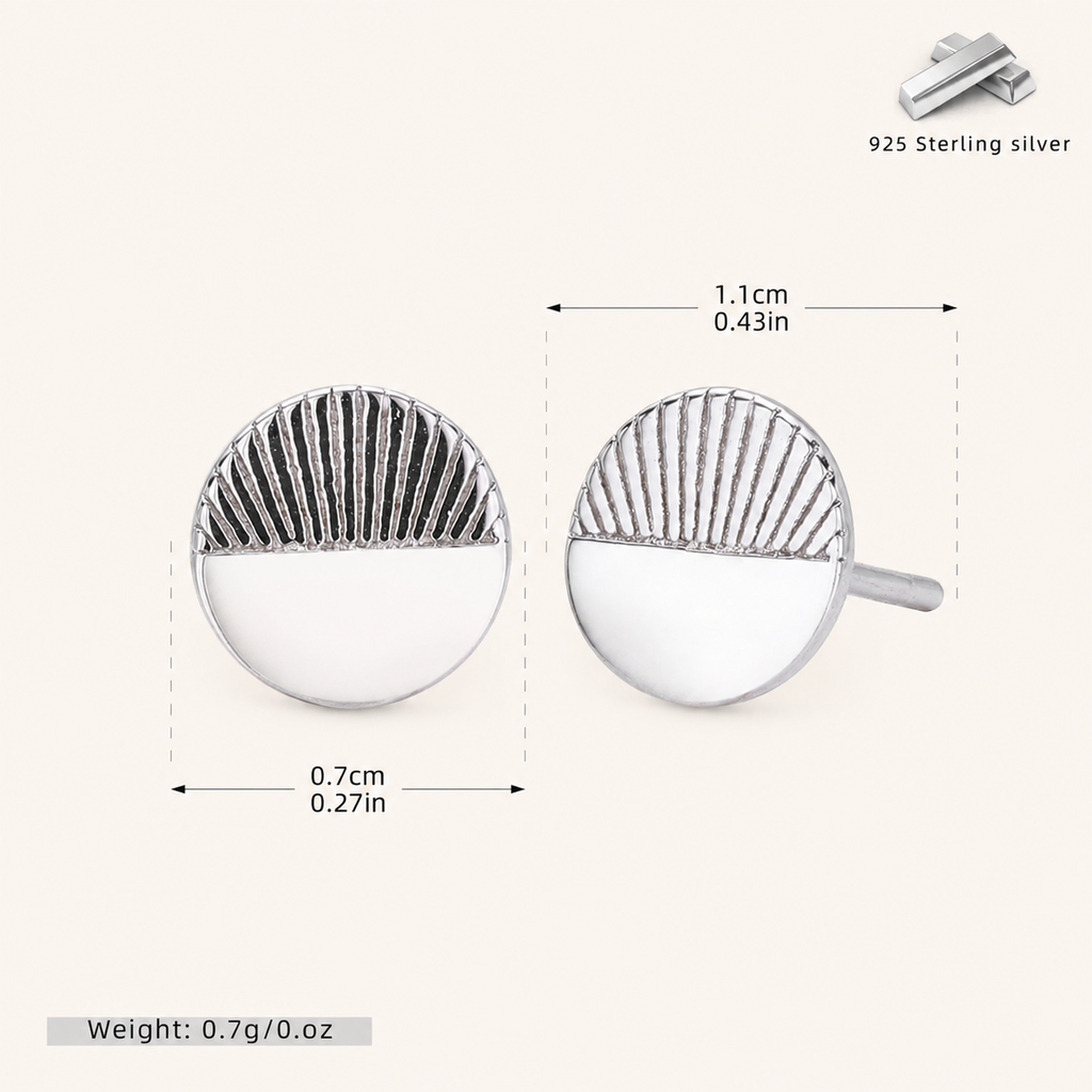 Sterling Silver Minimalist Disc Stud Earrings - Platinum