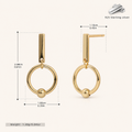 Sterling Silver Crossed Double Ring Stud Earrings - Gold