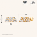 Sterling Silver Twisted Zirconia Ball Cartilage Flat Back Earrings - Gold