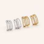 Sterling Silver Irregular Zirconia Bar Stud Earrings detail view
