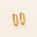 Sterling Silver Twisted Rope Rectangle Hoop Earrings detail view