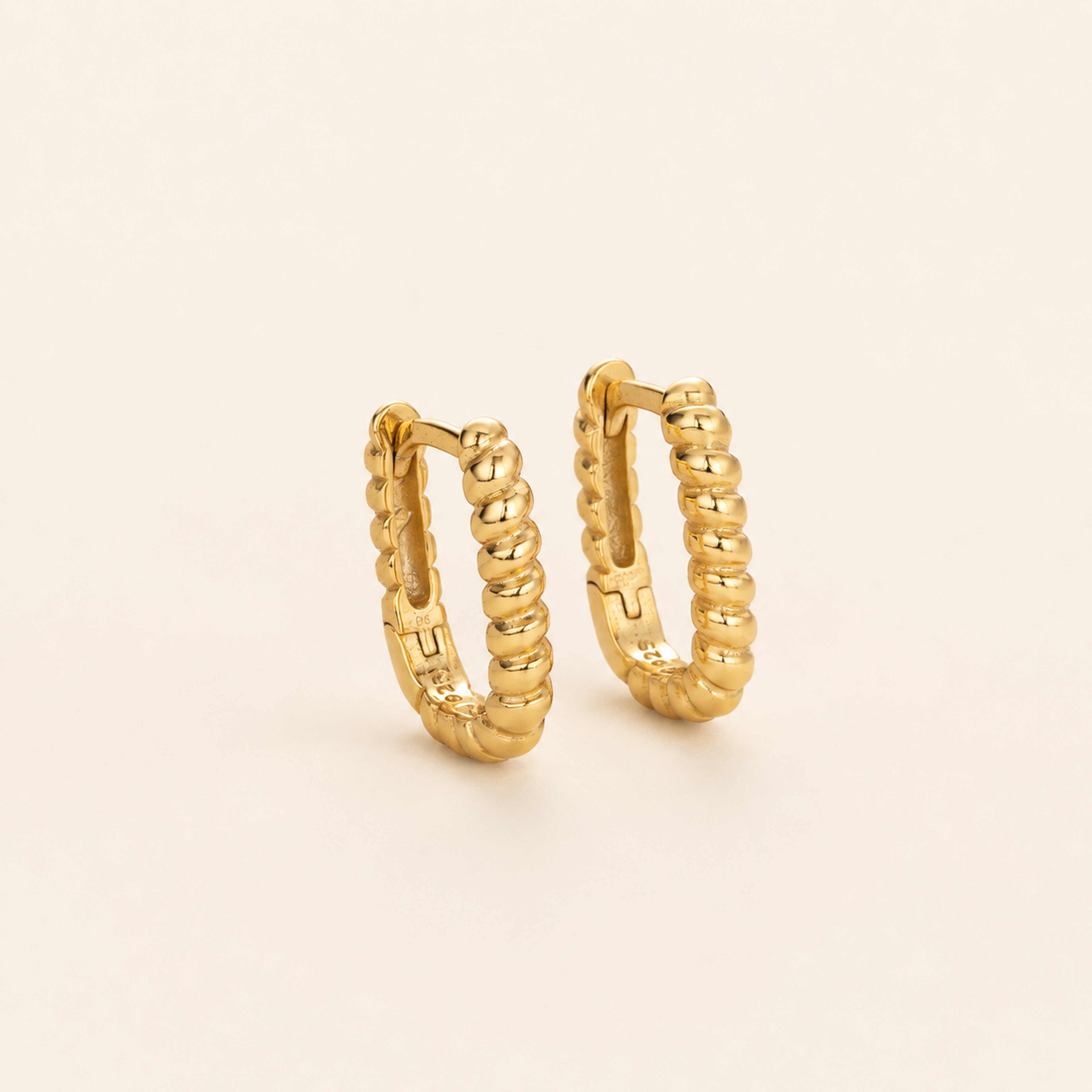 Sterling Silver Twisted Rope Rectangle Hoop Earrings detail view