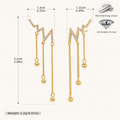 Sterling Silver Heartbeat Zirconia Drop Stud Earrings - Gold