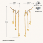 Sterling Silver Heartbeat Zirconia Drop Stud Earrings - Gold