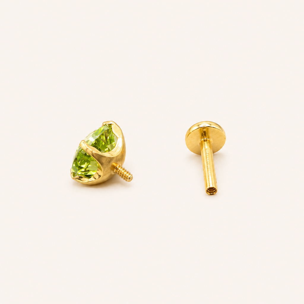 Titanium Peridot Flat Back Stud Earrings