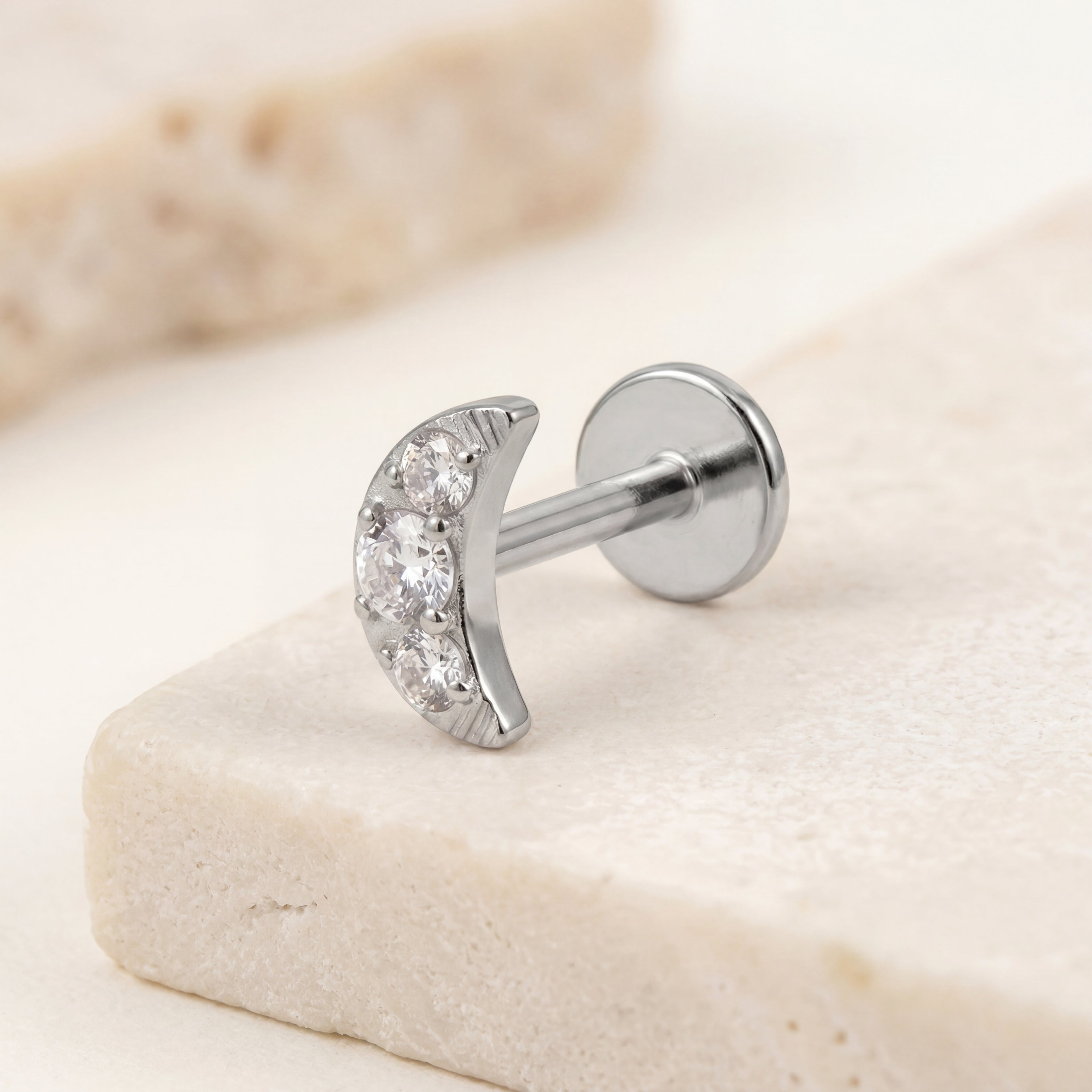 Mini Moon Titanium Stud Earrings - image 5