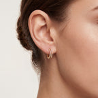 Double Row Crystal Titanium Hoop Earrings - image 2