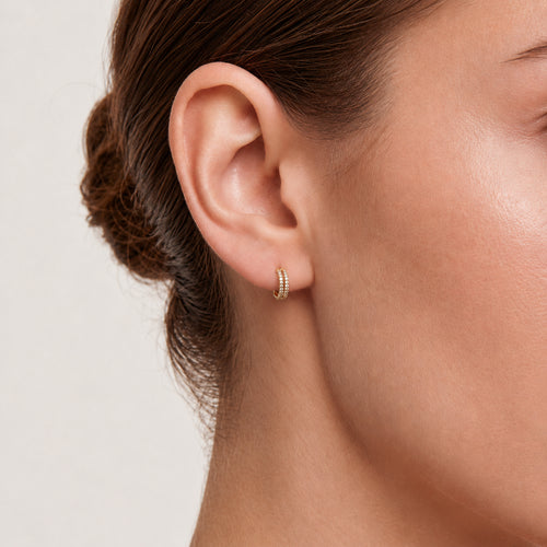 Double Row Crystal Titanium Hoop Earrings - image 2