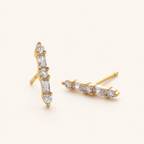 Sterling Silver Zirconia Bar Stud Earrings detail view