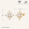 Sterling Silver Rice Flower Zirconia Flat Back Earrings - Gold