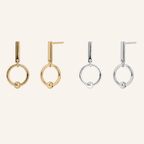 Sterling Silver Crossed Double Ring Stud Earrings
