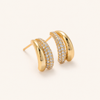 Sterling Silver Crescent Moon Zirconia Stud Earrings detail view