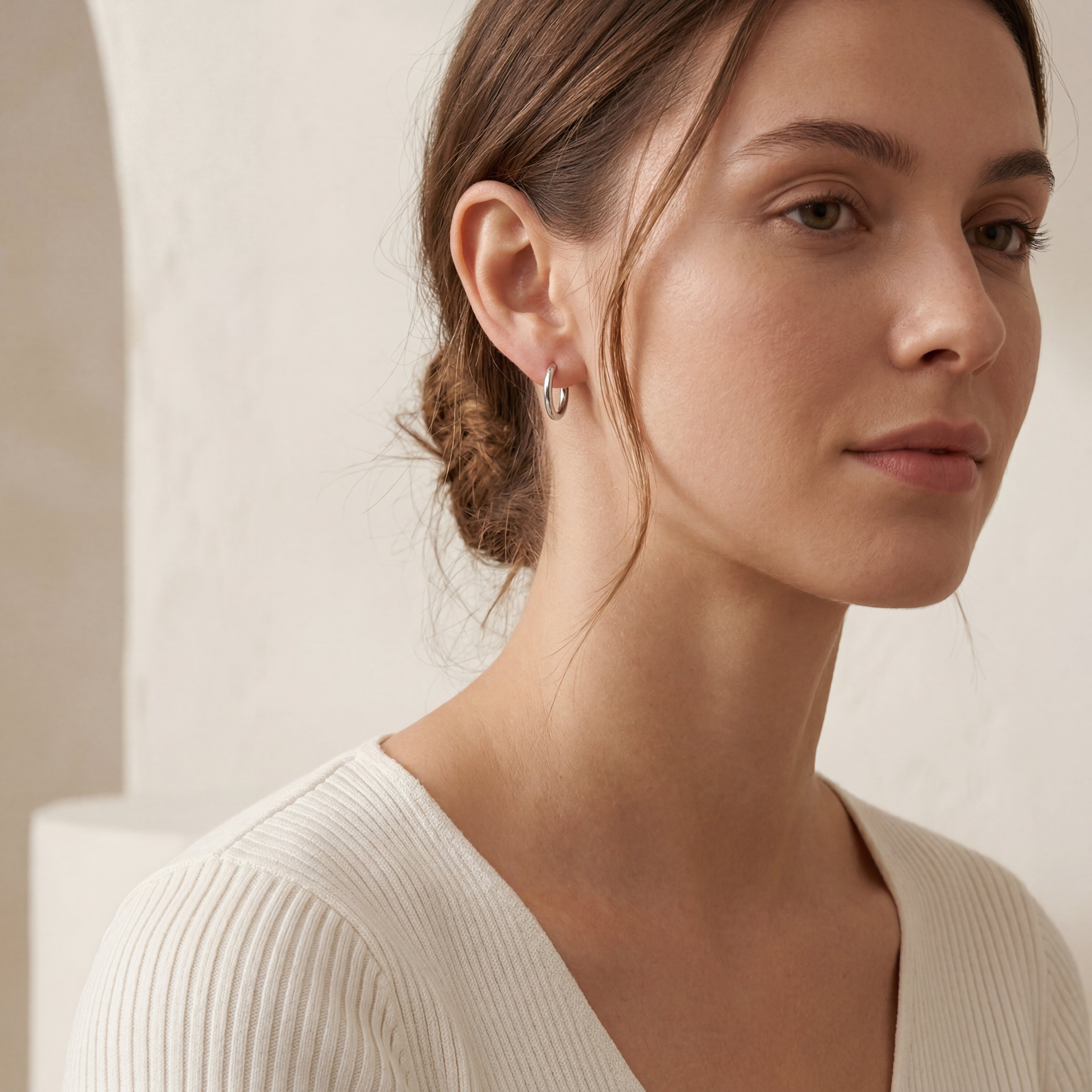 Minimal Titanium Huggie Hoop Earrings - image 3