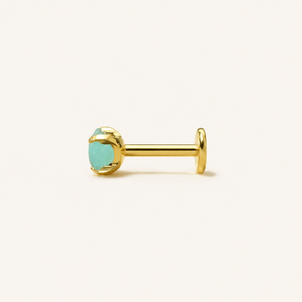 Titanium Amazonite Flat Back Stud Earrings