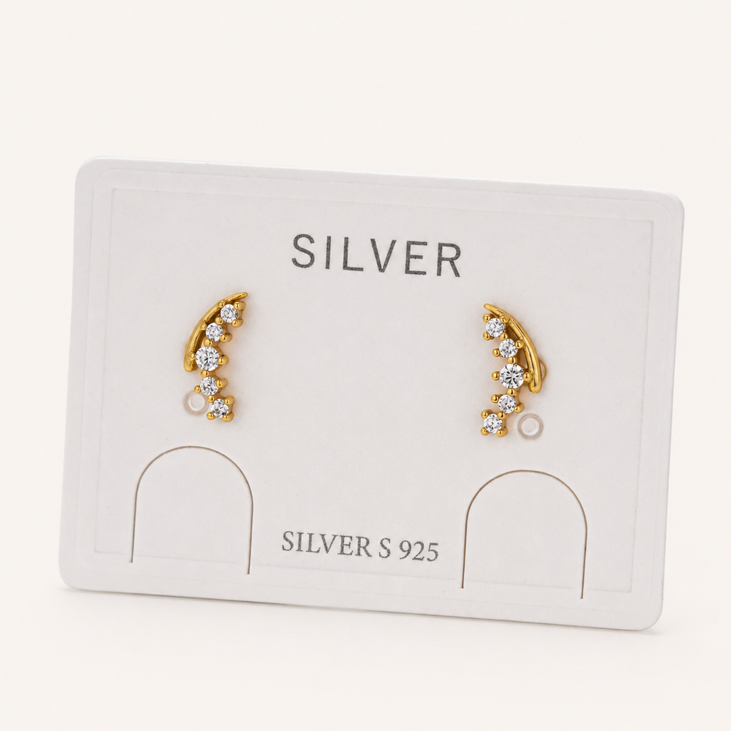 Sterling Silver Petite Cubic Zirconia Stud Earrings detail view