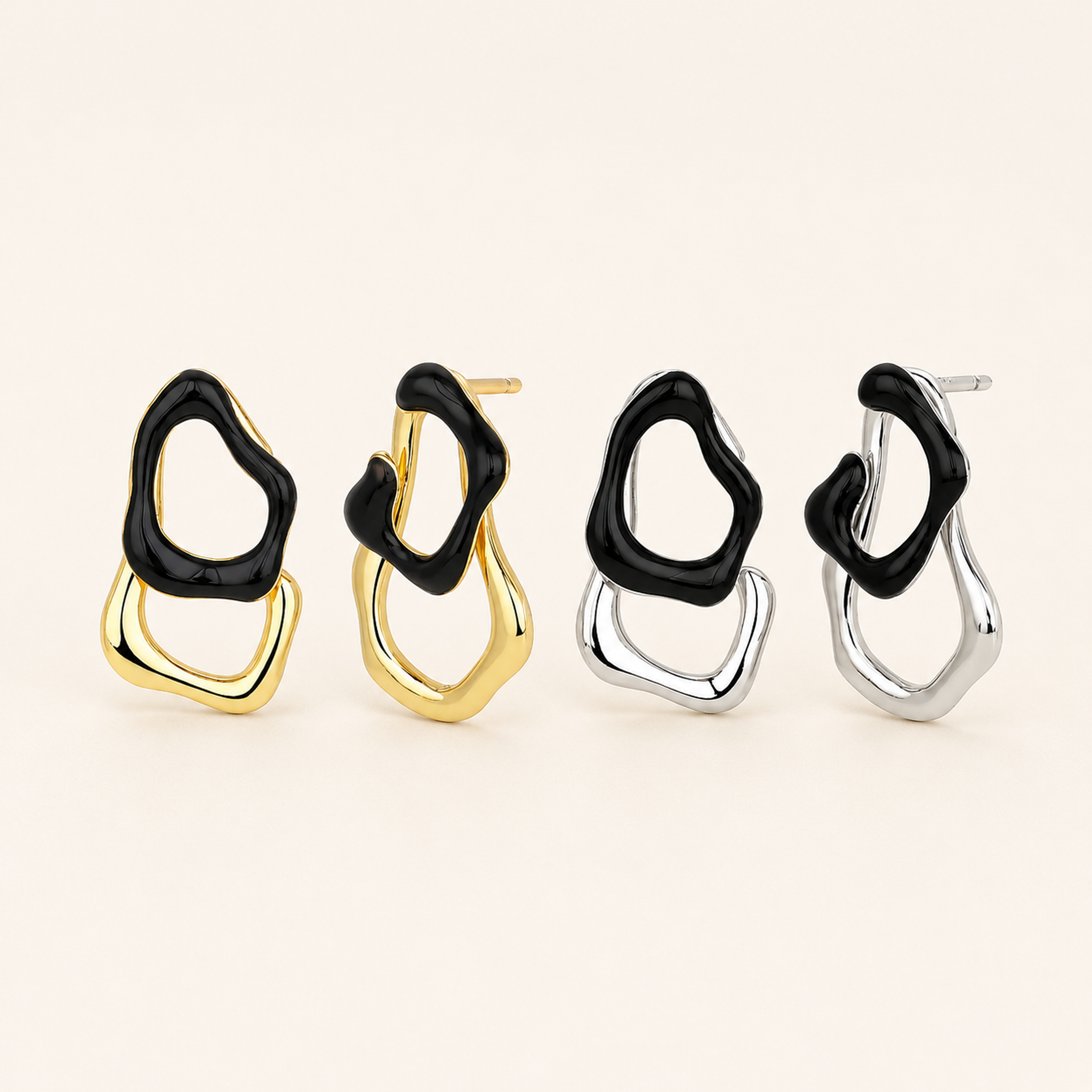Sterling Silver Detachable Irregular Stud Earrings