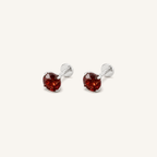 Titanium Garnet Flat Back Stud Earrings