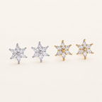 Sterling Silver Zirconia Flower Flat Back Earrings detail