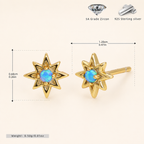 Sterling Silver Opal Eight-Point Star Stud Earrings - Gold / Blue